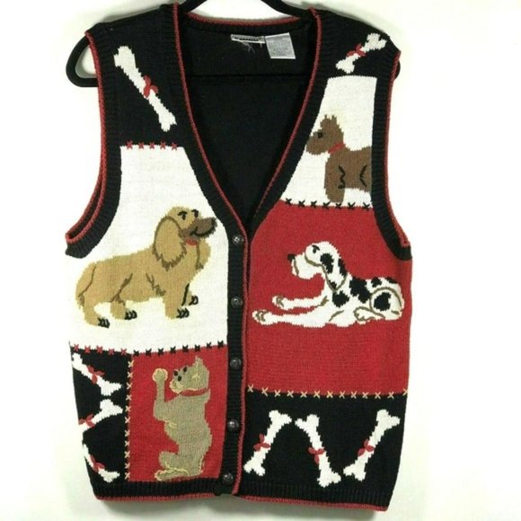 Capacity Vest Color Block Embroidered Dogs Button - Picture 7 of 8